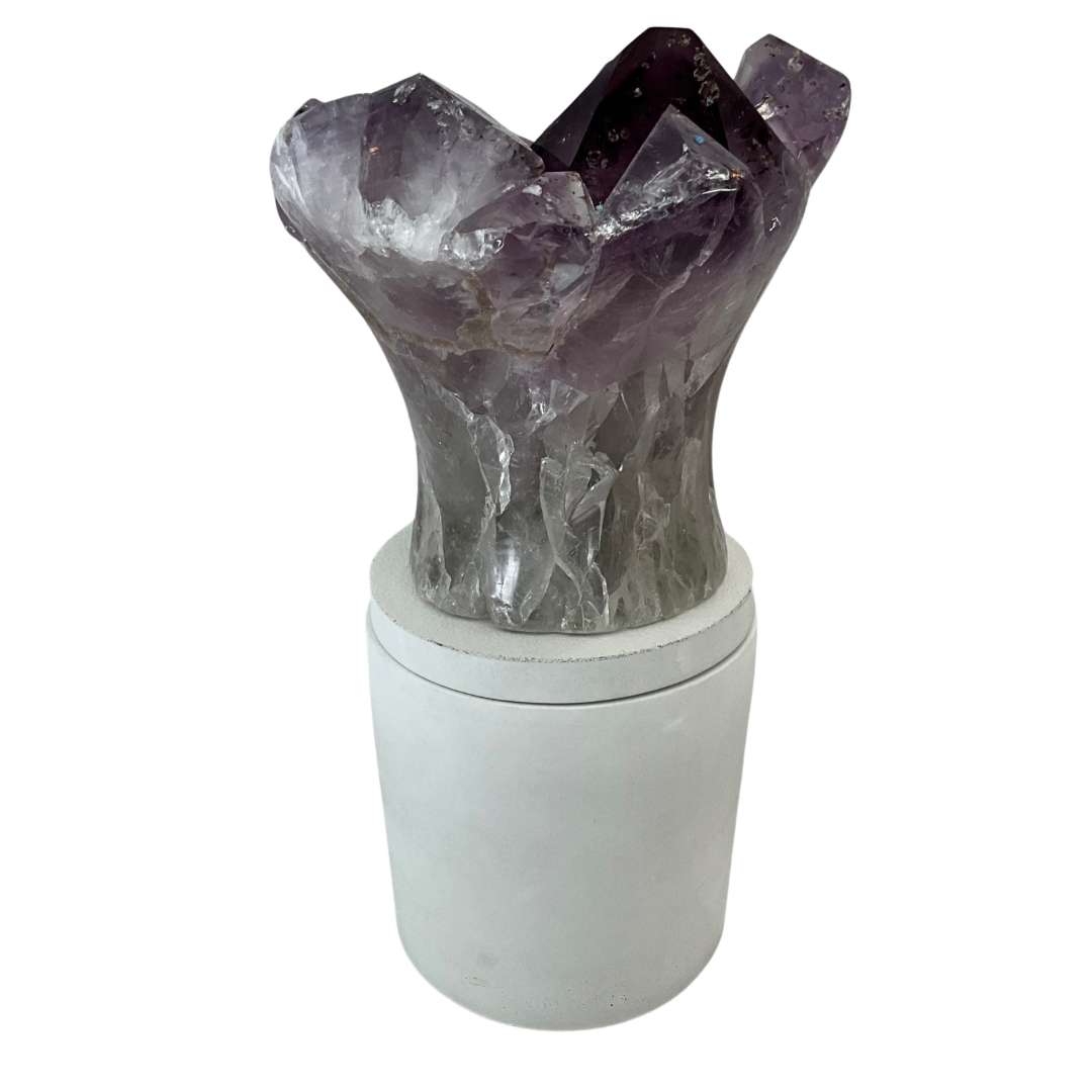 Amethyst Flower Cluster Crystal Lid Gardenia Candle