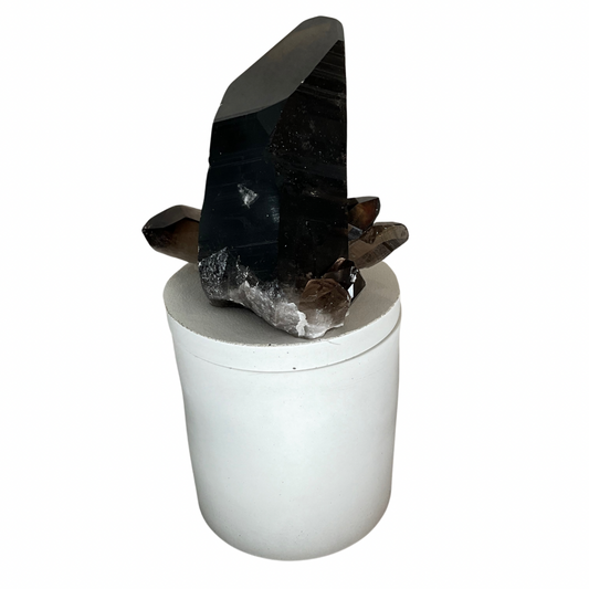 Smoky Quartz Crystal Gardenia Lid Candle