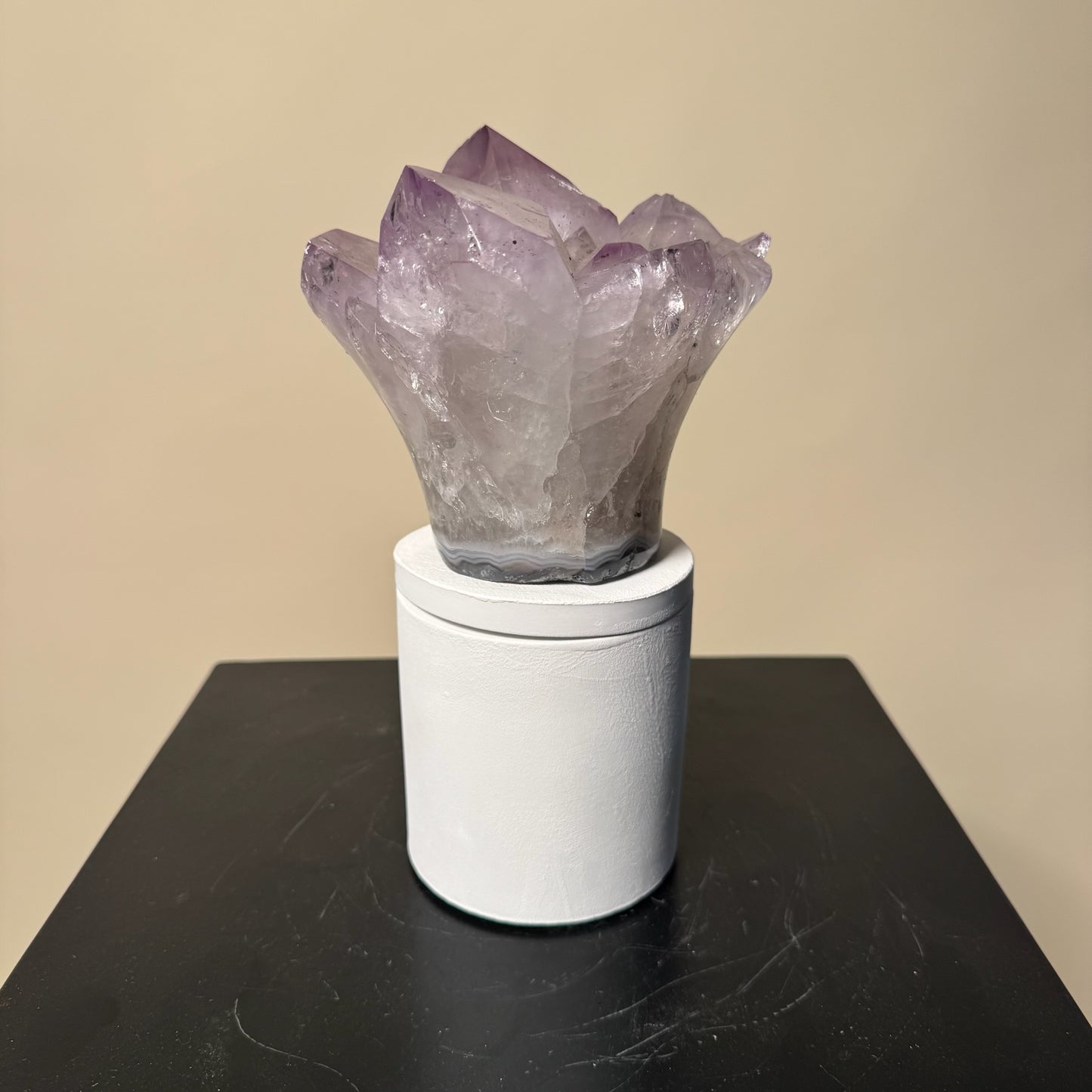 Amethyst Flower Cluster Crystal Lid Gardenia Candle #5