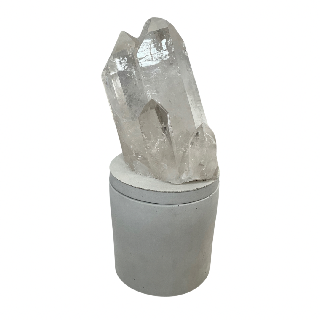 Quartz Crystal Joined Twin Lid Gardenia Candle