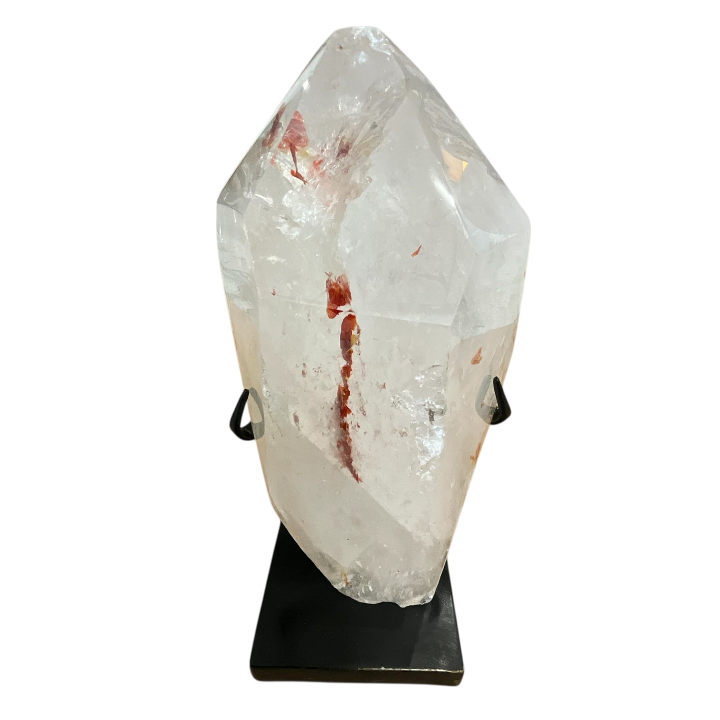 Fire Quartz Crystal w/ Red Hematite Inclusions on Stand