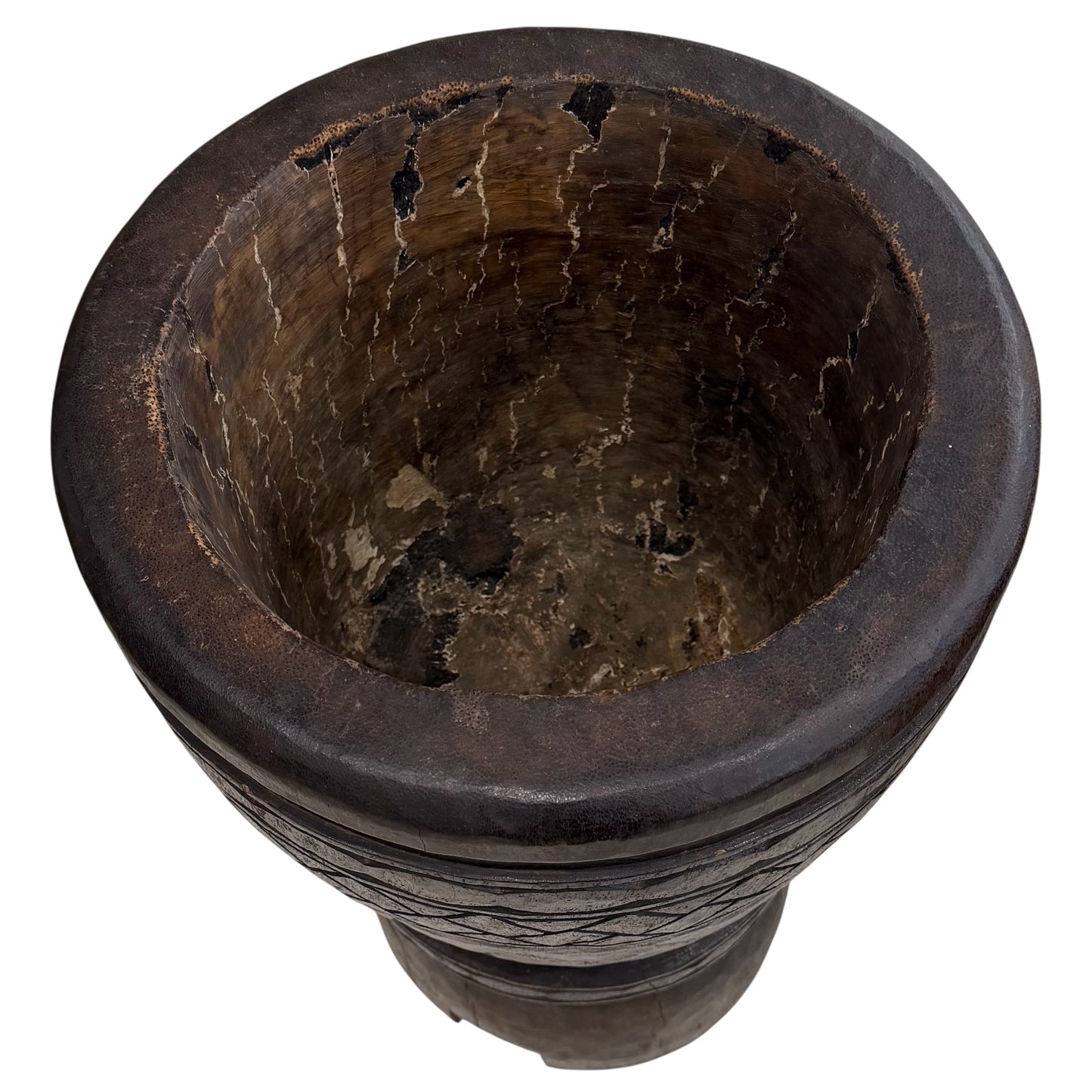 Pair of Solid Palmwood Asymmetrical Vintage Planters