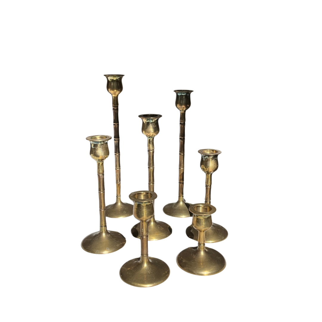 Set of 7 Brass Candle Sticks