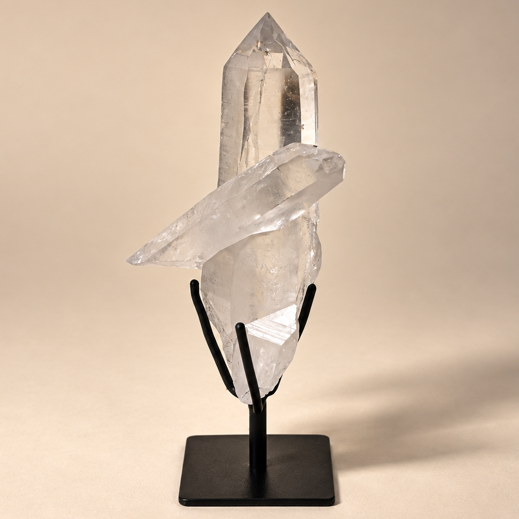 Lemurian Quartz Crystal Generators on Metal Base