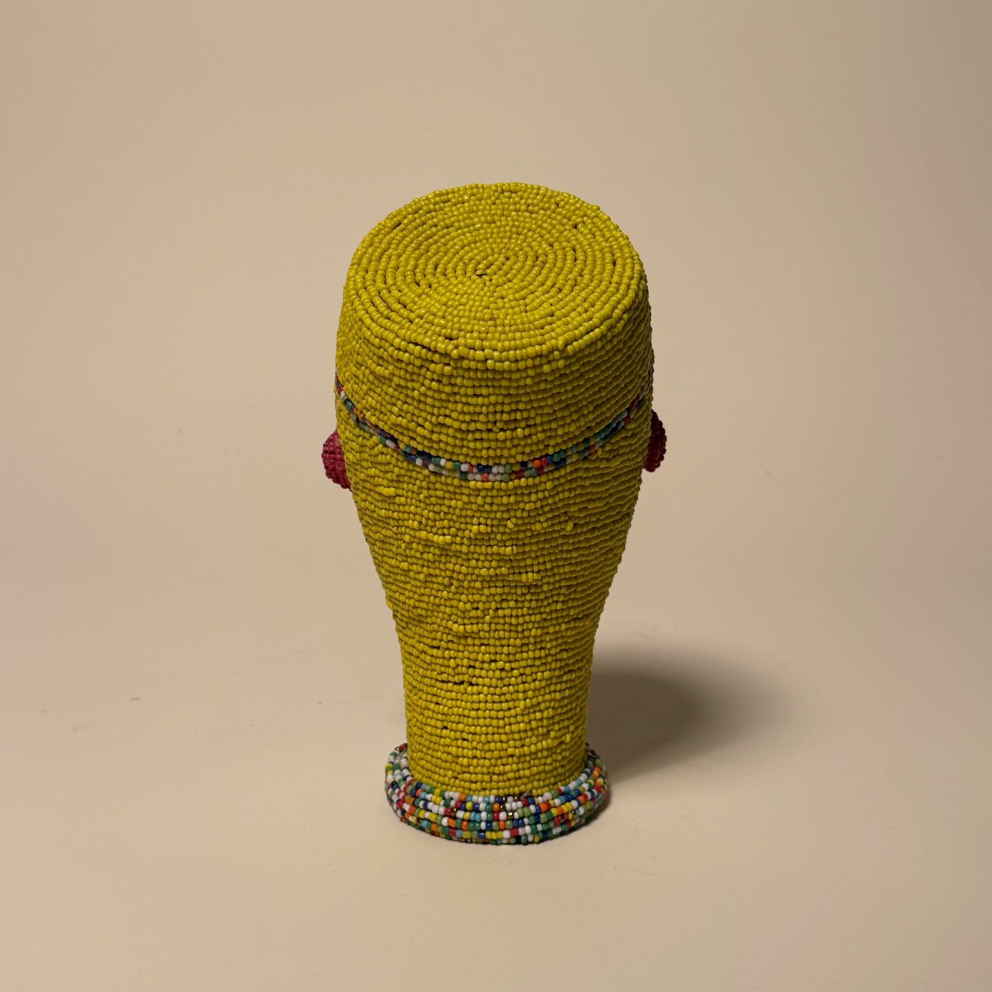 Ife Tribe Hand Beaded Vintage Head Sculptures Yellow Multi