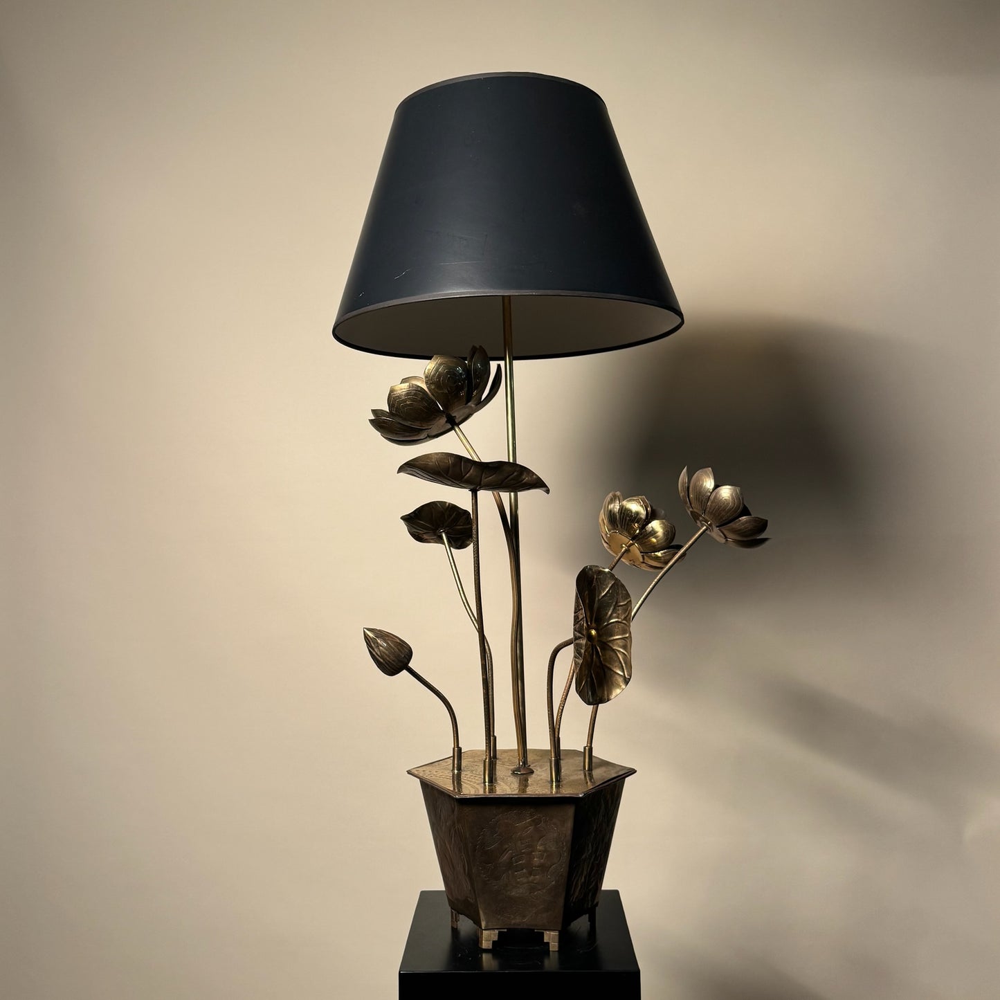Feldman Brass Lotus Flower Pot Lamp