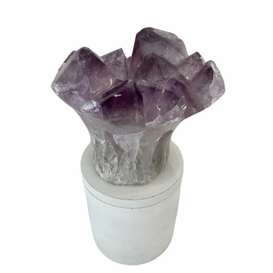 Amethyst Flower Cluster Crystal Lid Gardenia Candle