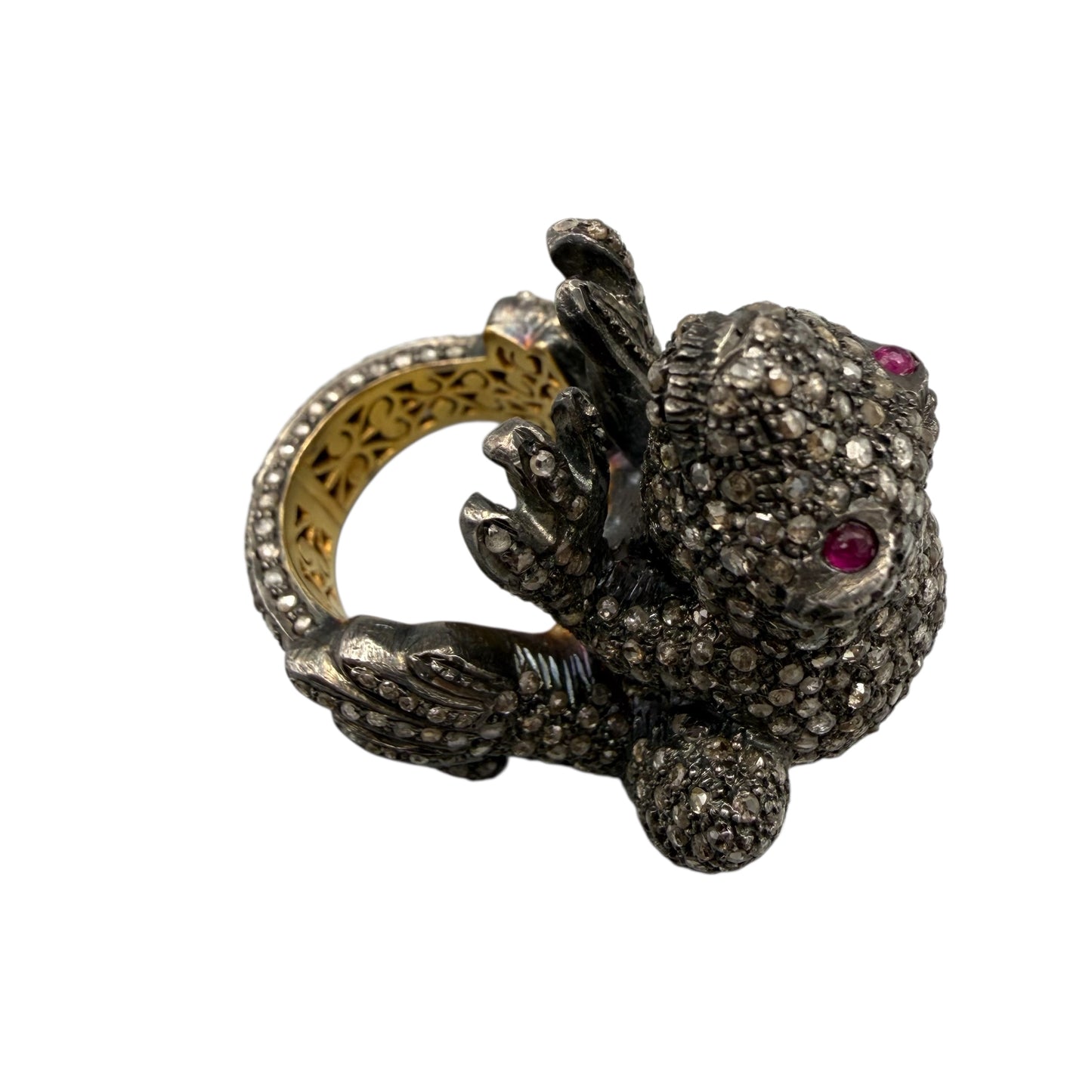 Diamond & Ruby Frog Motif Ring