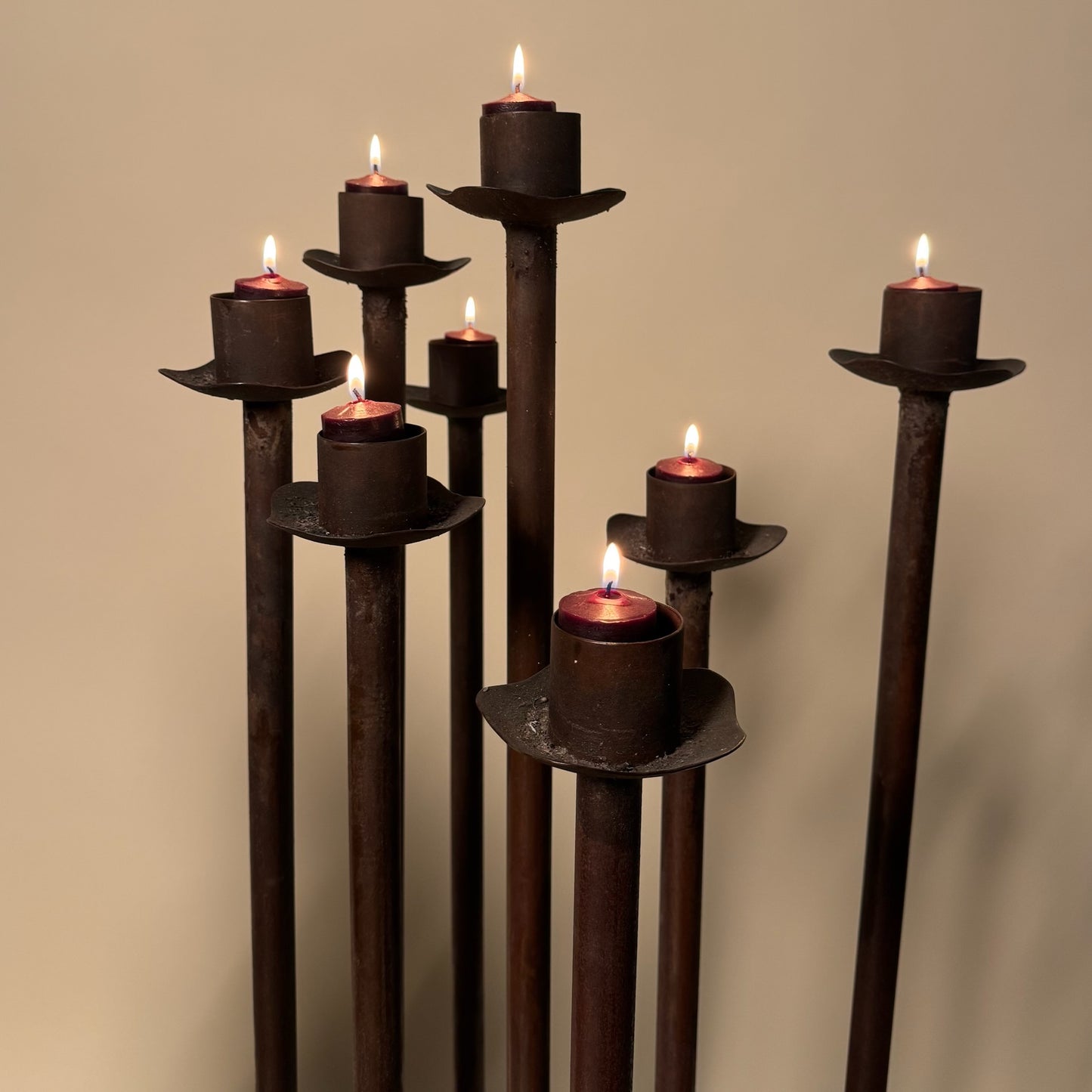 Heavy Iron Floor Candle Holder 8 Candles