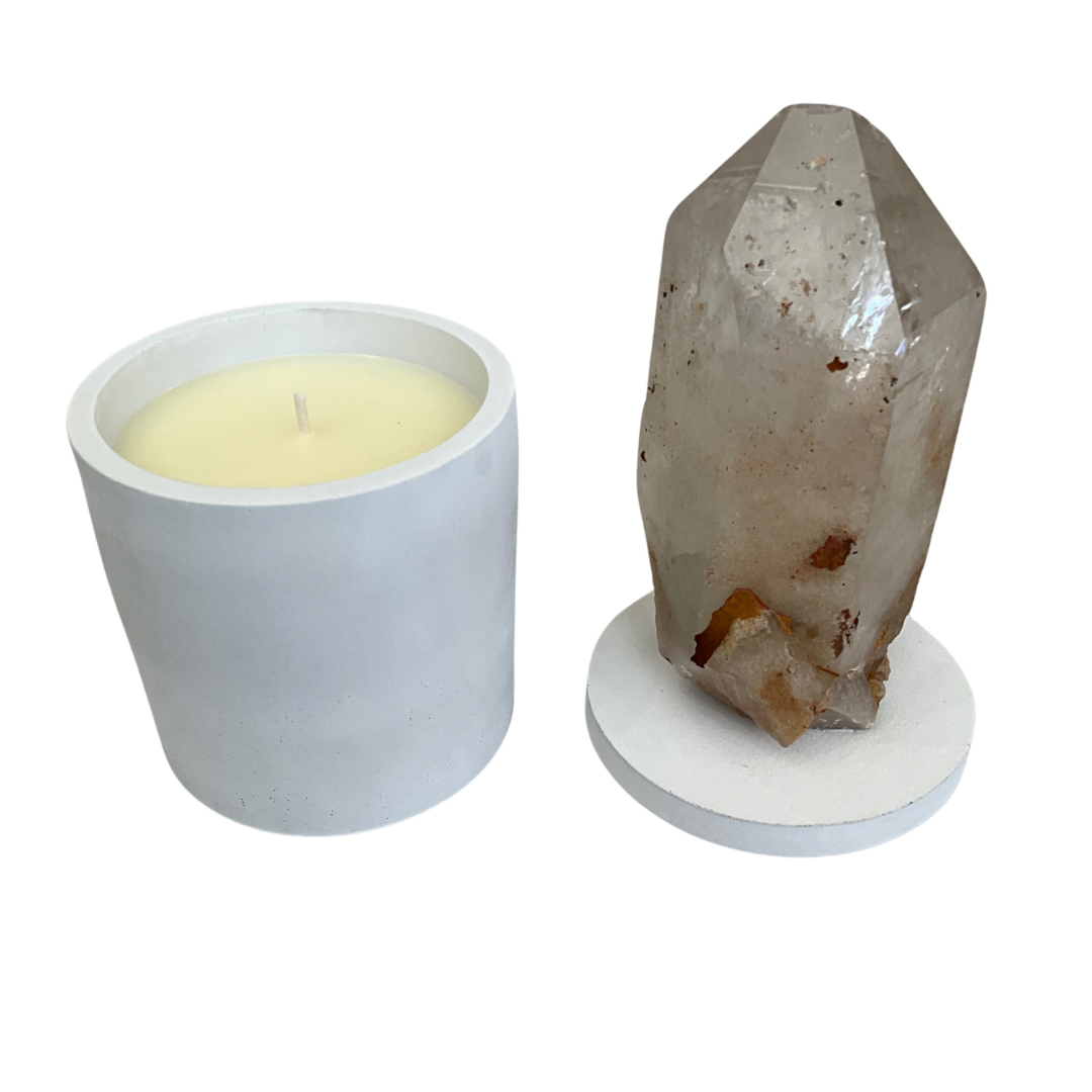 Abstract Quartz Crystal Generator Lid Gardenia Candle