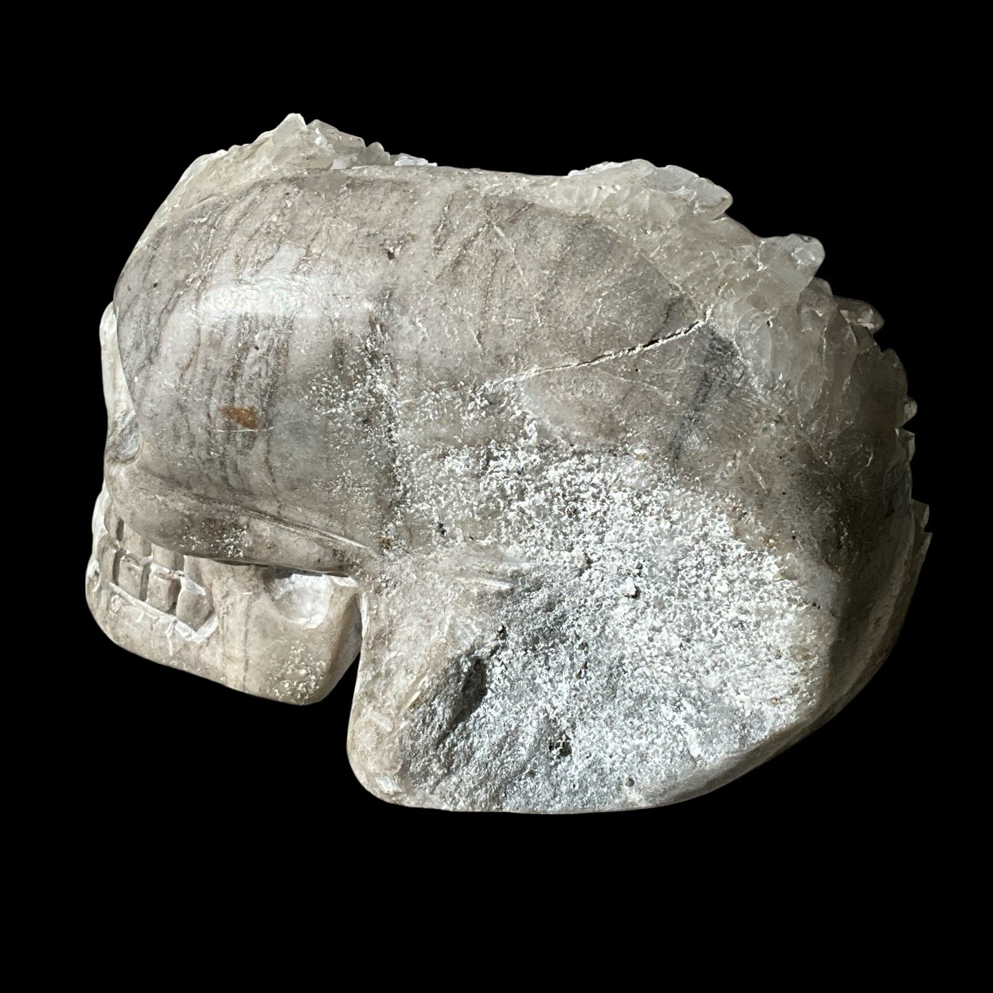 Hand Carved Quartz Crystal Skull with Generators