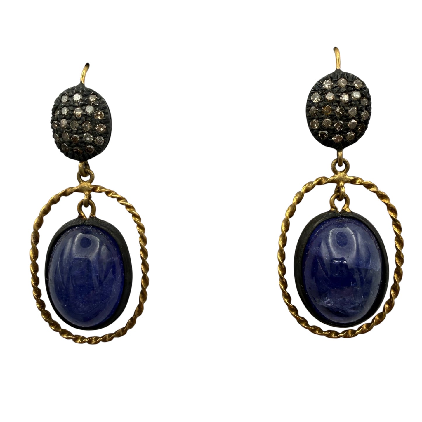 Tanzanite & Diamond Earrings with 18K Yellow Gold