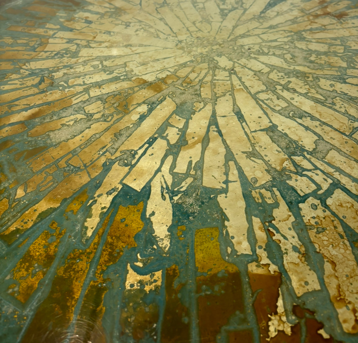 Gold/Patina Colored Foil Entry Table