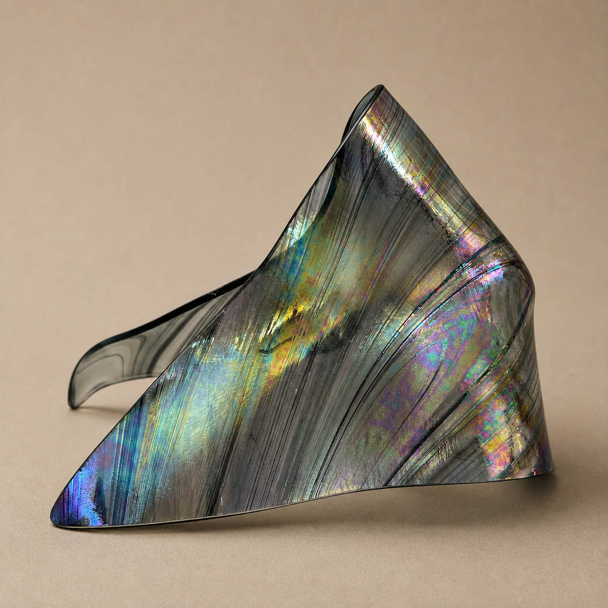 Vintage Folded Handkerchief Asymmetrical Iridescent Vase