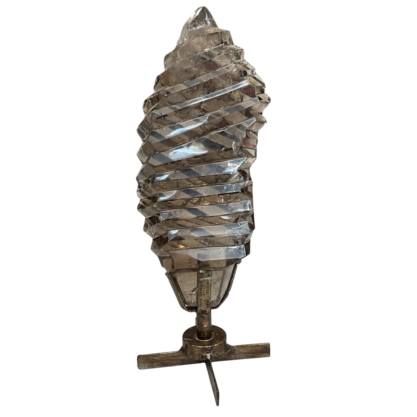 Large Smoky Quartz Pleated on Spinning Stand