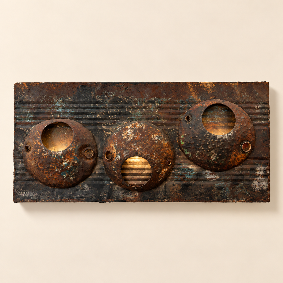 Brutalist Metal Large Wall Sconce