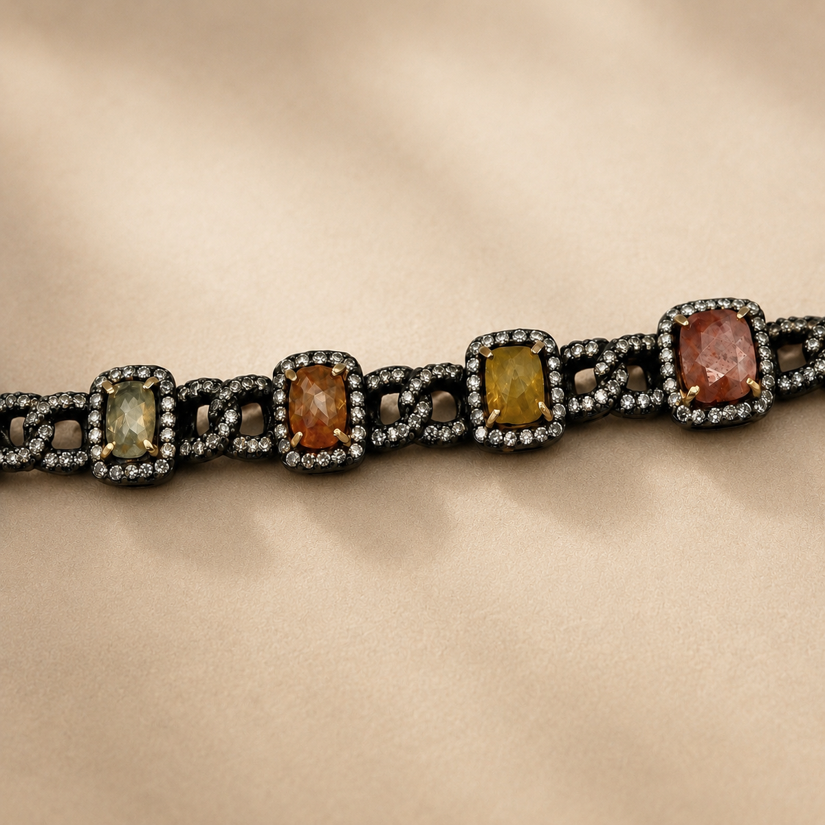 Multi-Colored 11 Inverted Diamond Bracelet