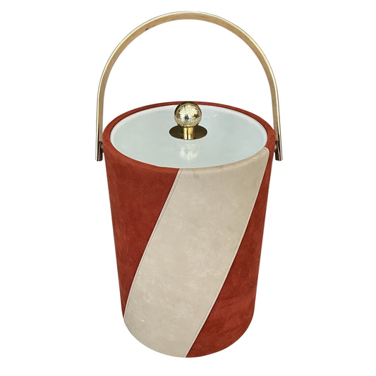 Mid-Century Sueded Ice Bucket with Brass Accents