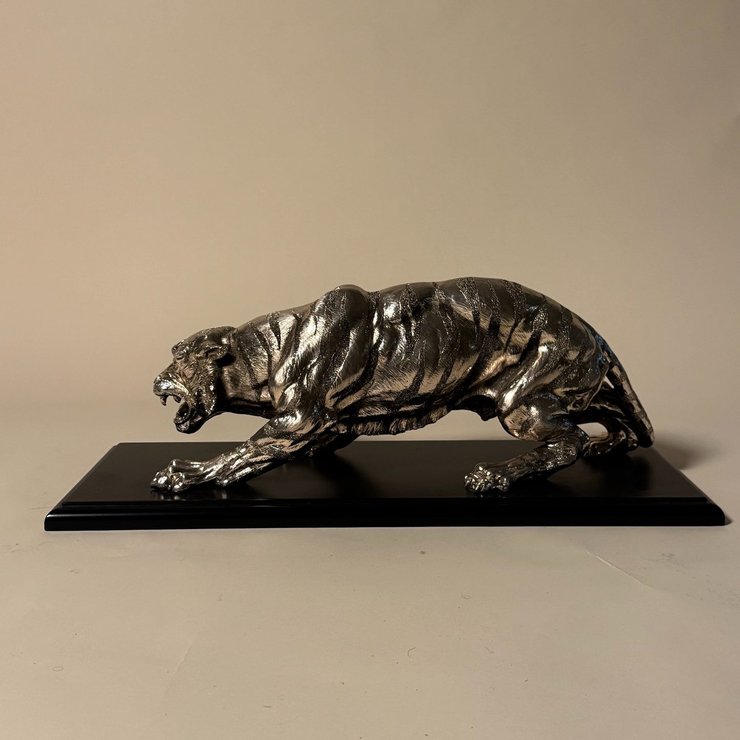 Italian Tiger Sculpture by Santini on Stand