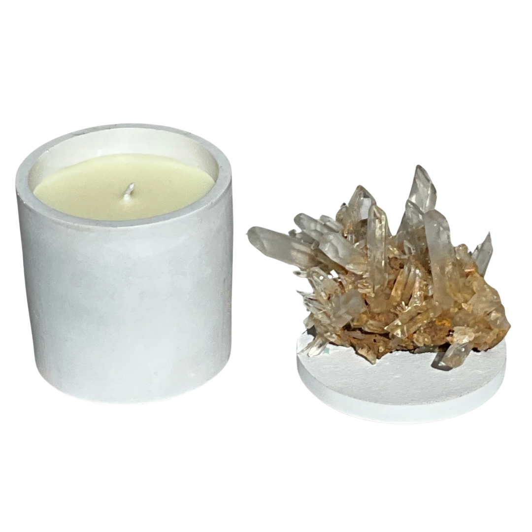 Abstract Quartz Crystal Generators Lid Gardenia Candle