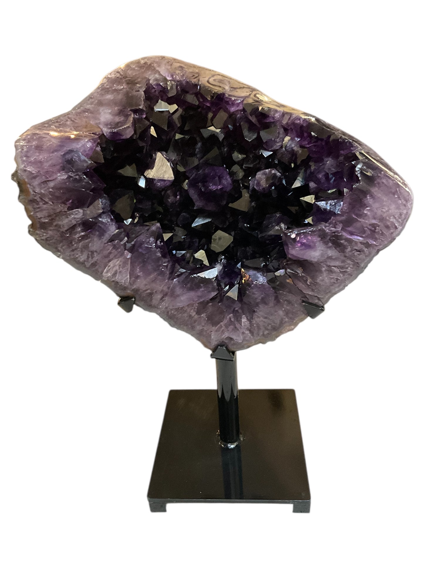 Abstract Deep Purple Amethyst Crystal on Stand