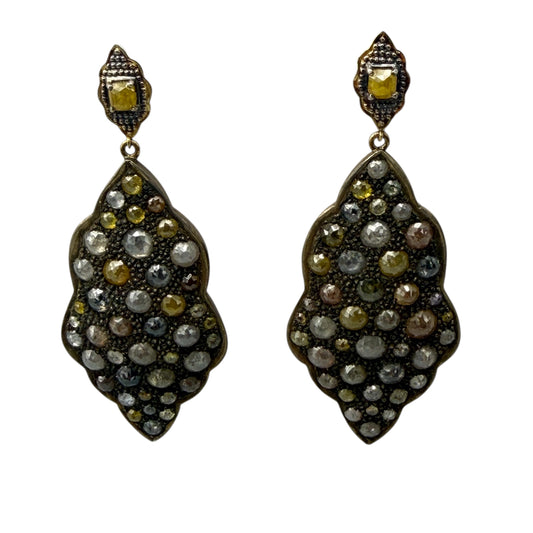 Abstract Multi-Colored Diamond Earrings