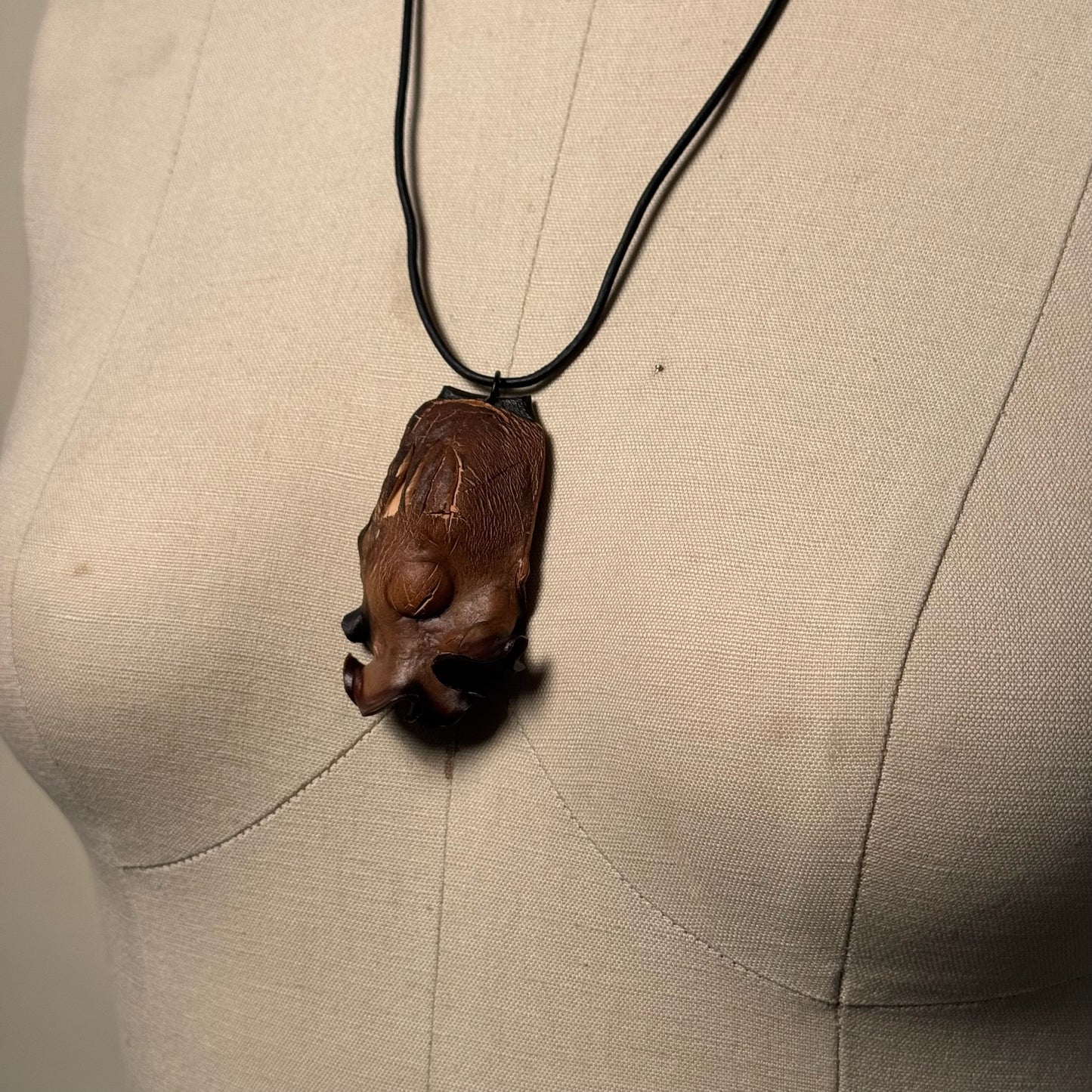 Hand Made Kelp Charm on Leather Necklace
