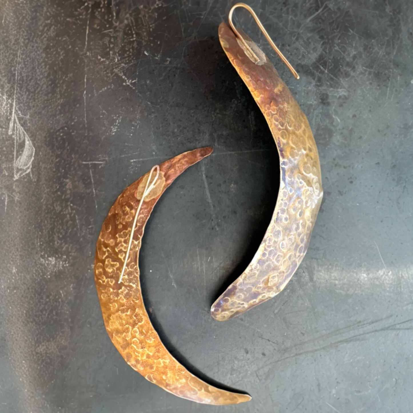 Crescent Moon Brass Earrings