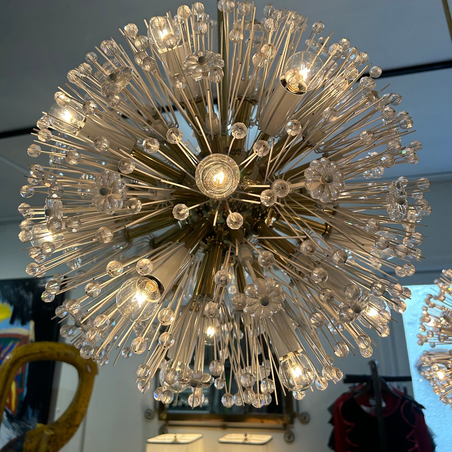 16 inch Brass & Glass Snowflake Pendant Light