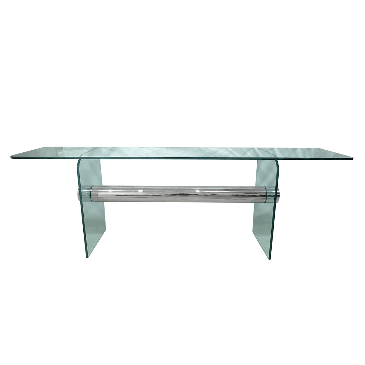Pace Chrome Tube with Glass Console Table