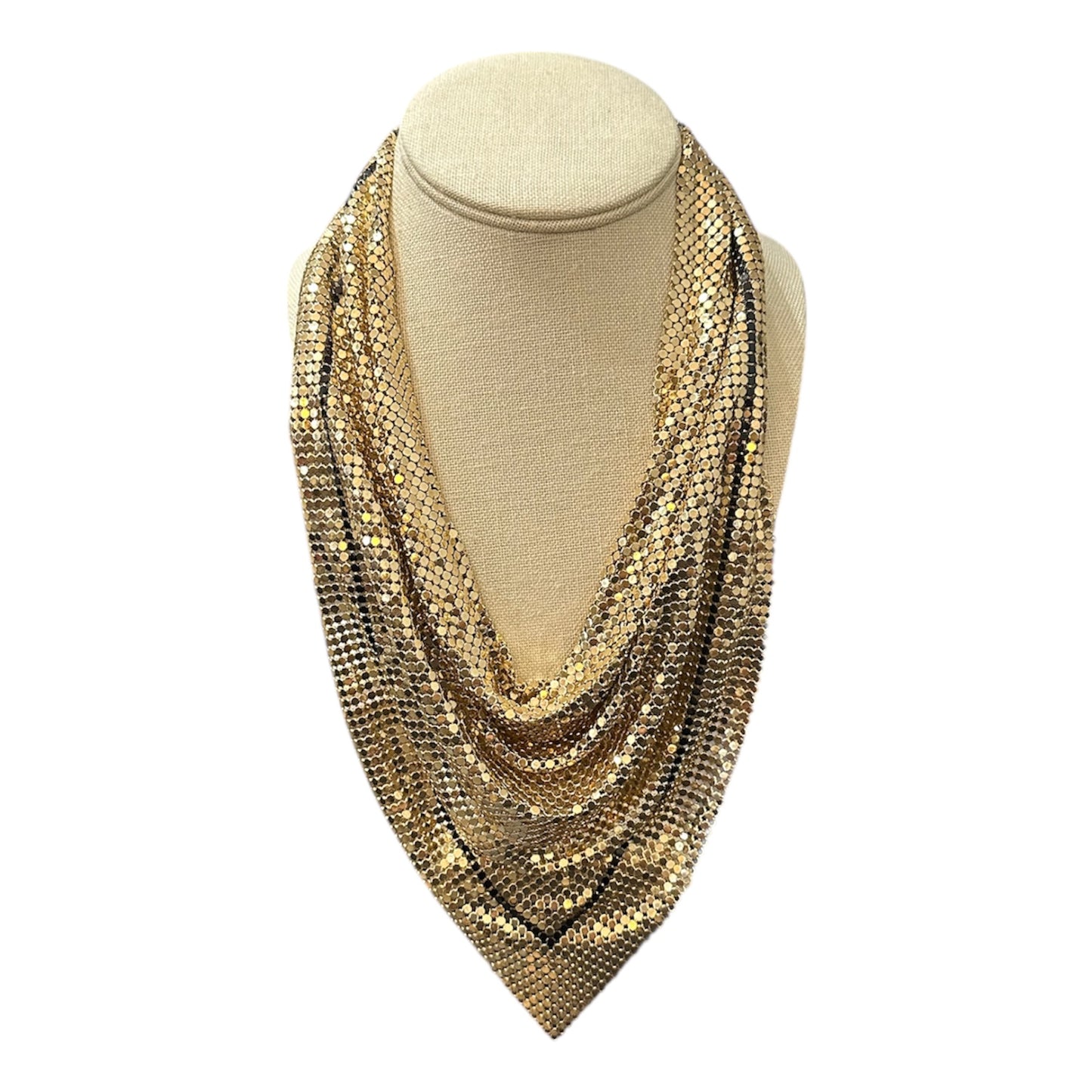 Whiting & Davis Vintage Gold Metal Mesh Bib