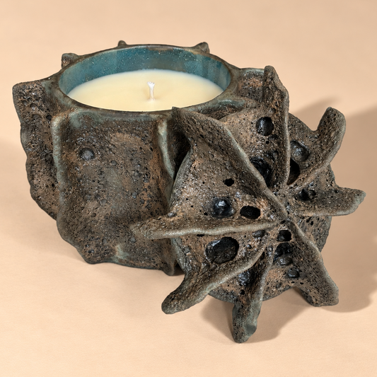 Hand-Crafted Unique 8 "Spine" Ceramic Gardenia Candle 24 oz