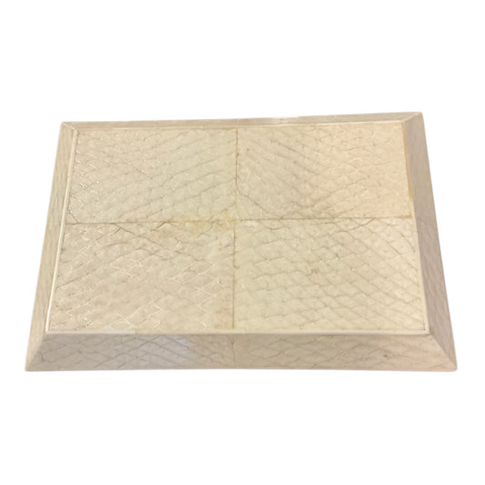 R&Y Augousti Paris Beige Faux Snakeskin Jewelry Box w/ Removable Tray