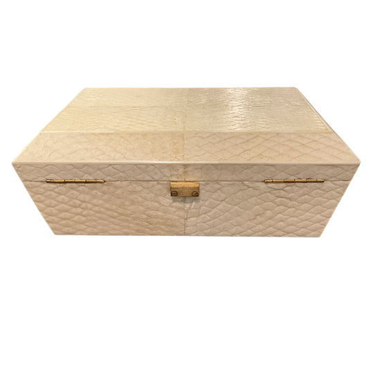 R&Y Augousti Paris Beige Faux Snakeskin Jewelry Box w/ Removable Tray