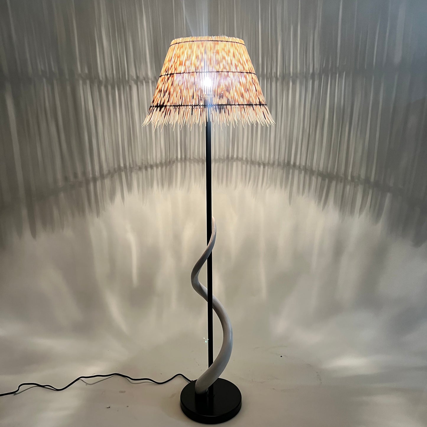 Horn Lamp with Porcupine Quill Shade