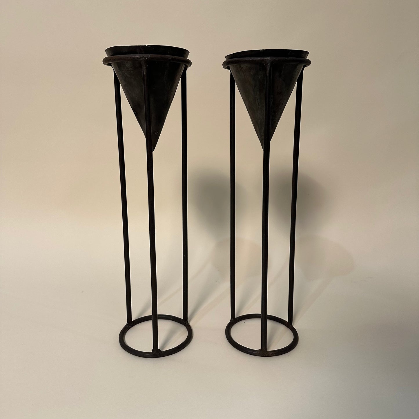 Vintage Pair of Metal Planters