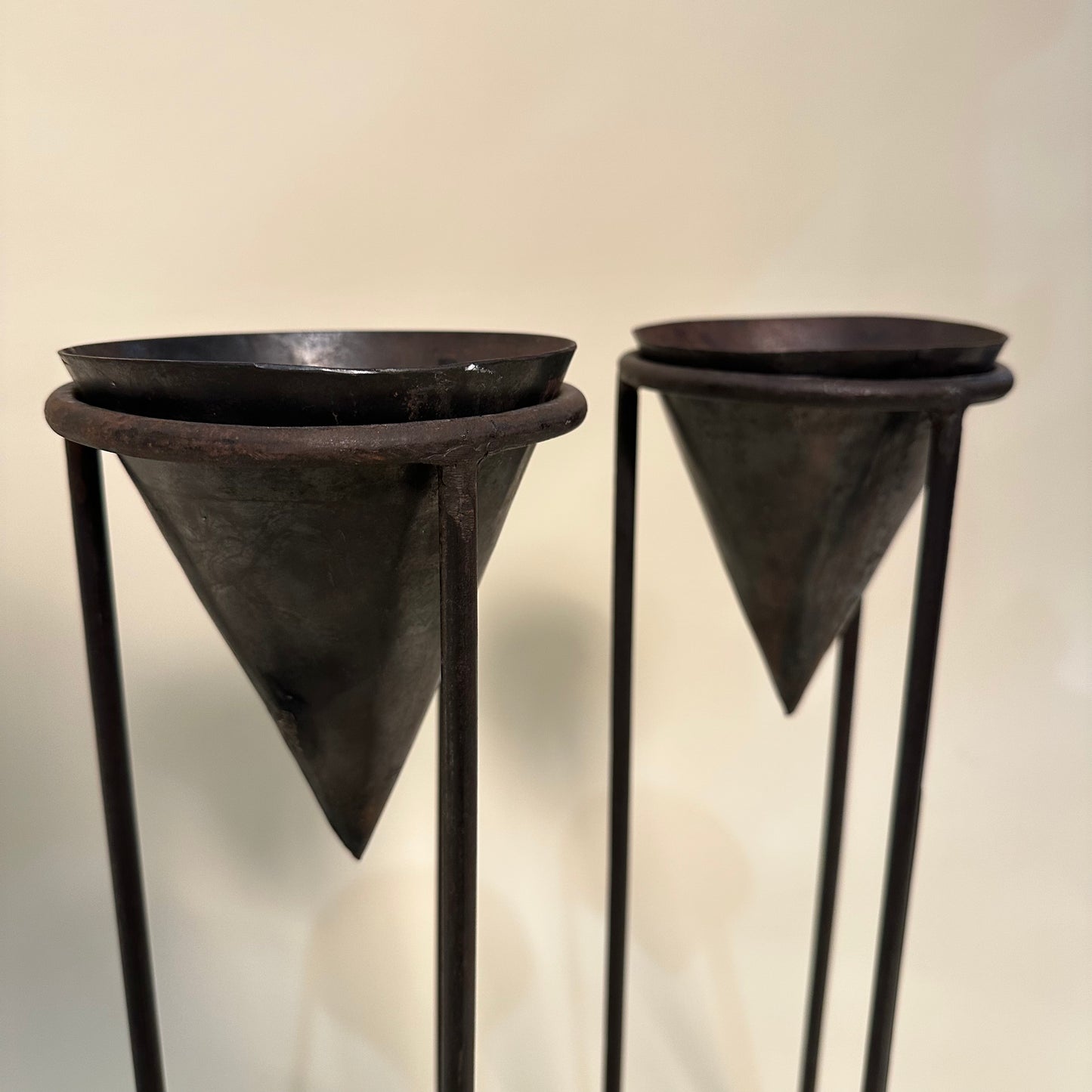 Vintage Pair of Metal Planters