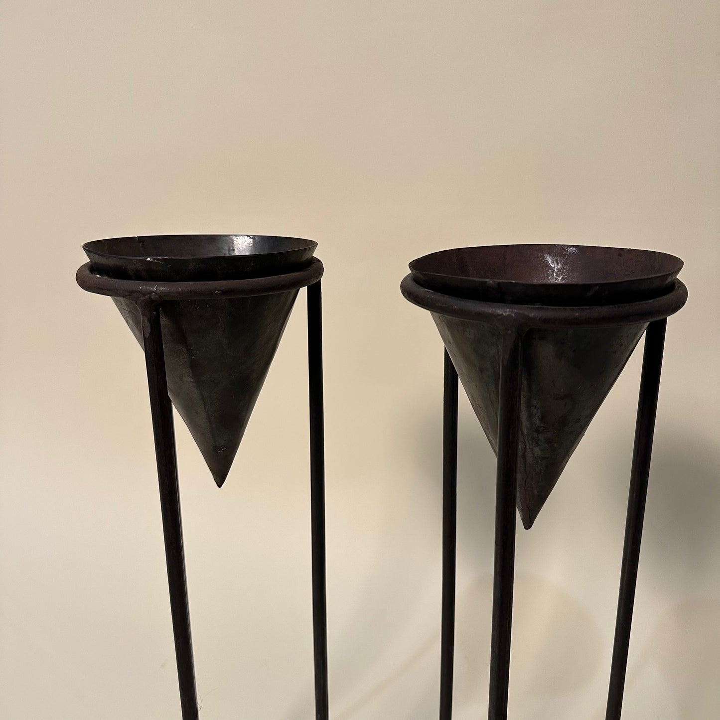 Vintage Pair of Metal Planters