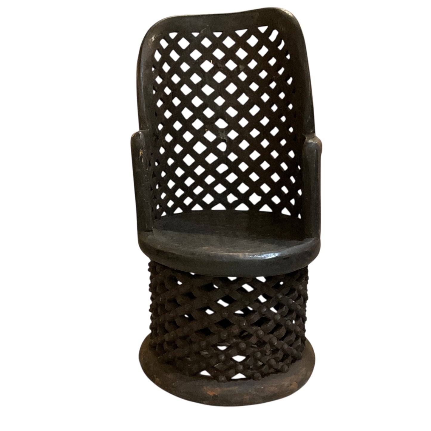 Bamileke African Single Hand Carved Wood Chair