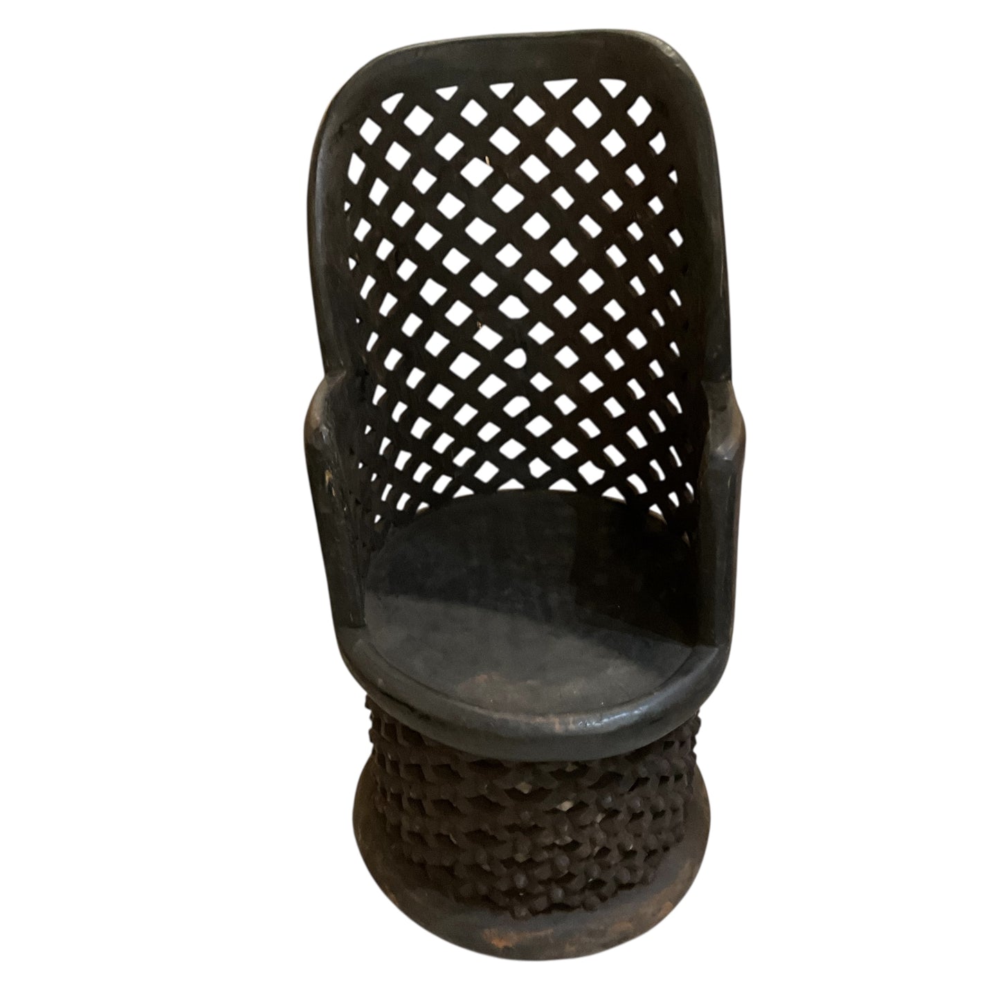 Bamileke African Single Hand Carved Wood Chair