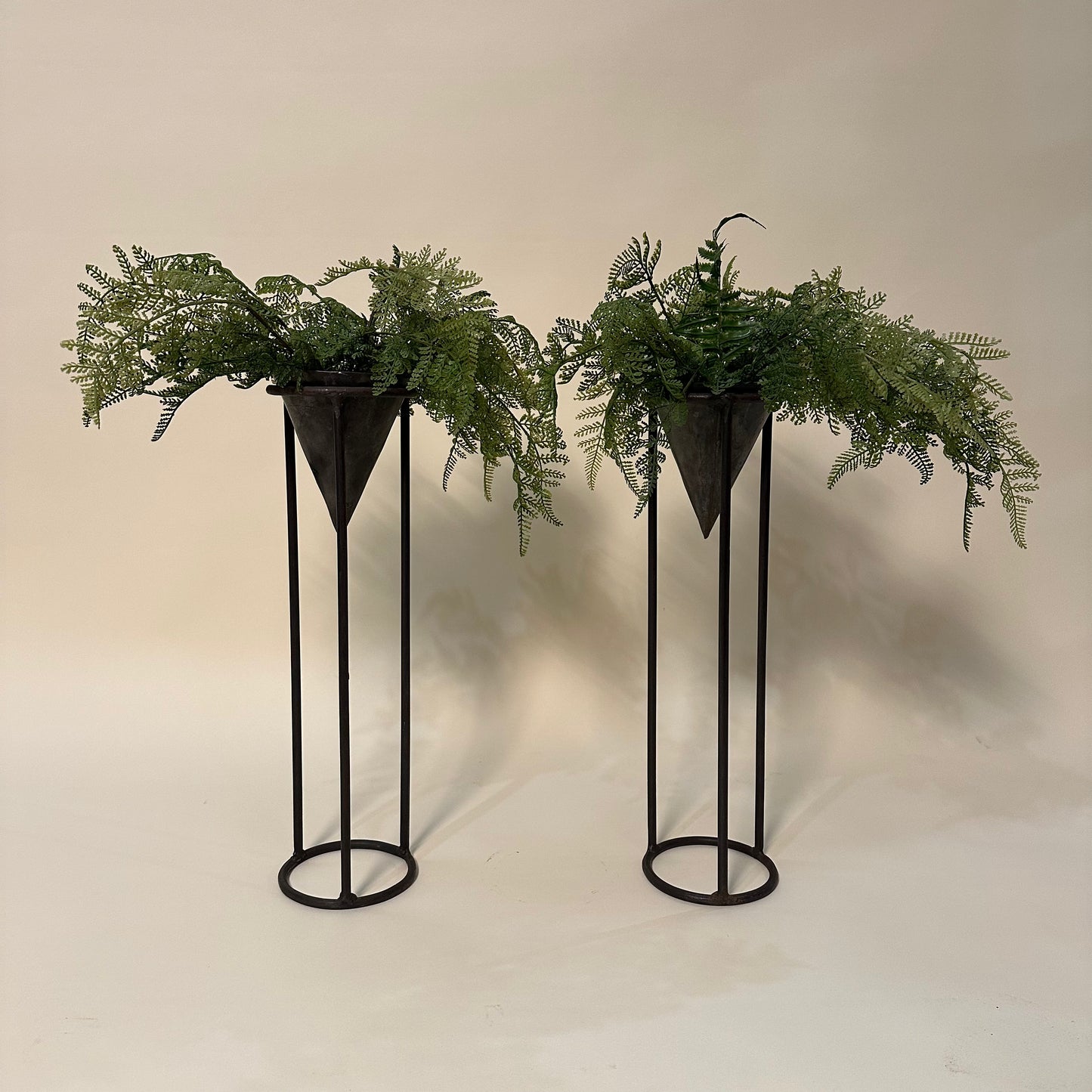 Vintage Pair of Metal Planters