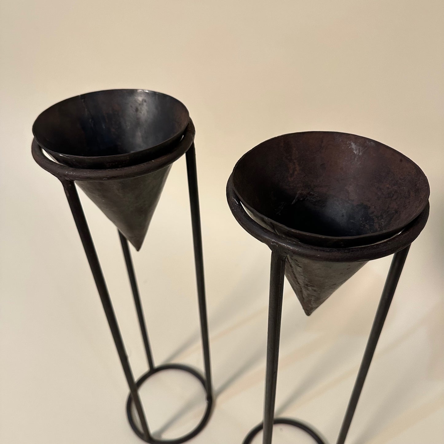 Vintage Pair of Metal Planters