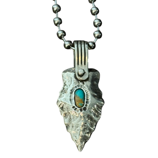 Sterling Silver & Royston Turquoise Arrow Head Necklace