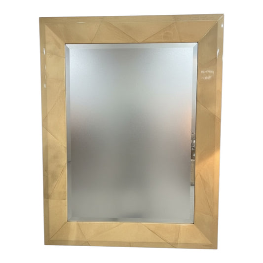 Monumental Lacquered Goatskin Parchment Mirror Attributed to Karl Springer