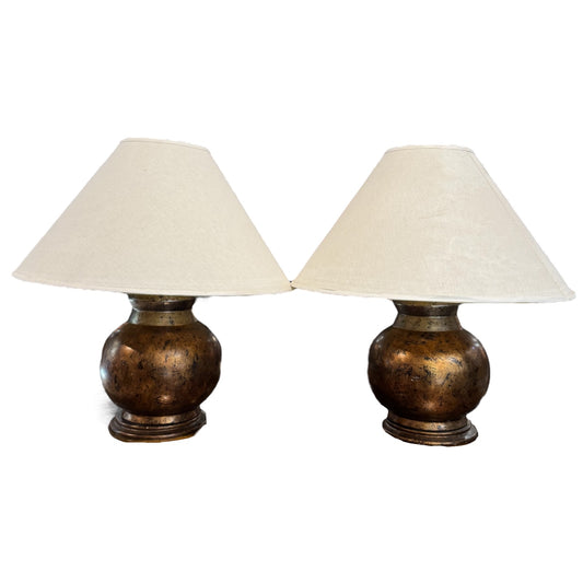 Pair of Copper & Metal Table Lamps