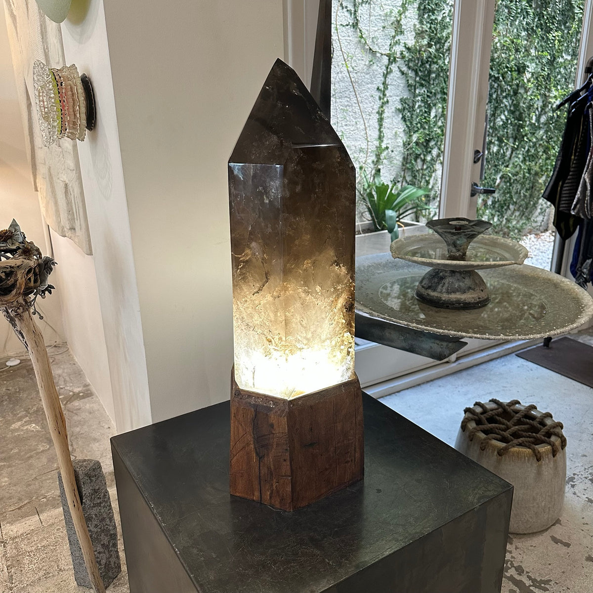 Large Smoky Quartz Generator with Lamp