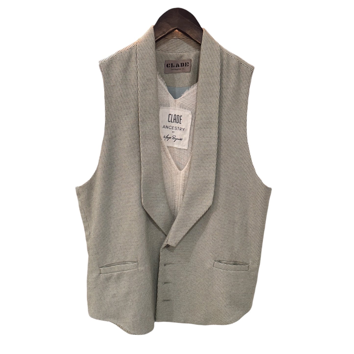Tailored Waistcoat, Ivory/ Seafoam/ blk weave, (M)