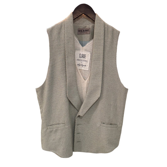 Tailored Waistcoat, Ivory/ Seafoam/ blk weave, (M)