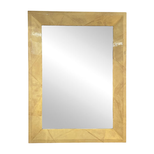 Monumental Lacquered Goatskin Parchment Mirror Attributed to Karl Springer