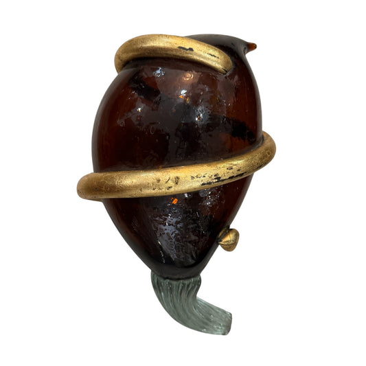 Hand Blown Glass w/ Brass Tone Glass Accents Pepper